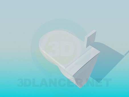 3d модель Унитаз с кнопкой смыва на стене – превью 3d модель Унитаз с кнопкой смыва на стене – превью