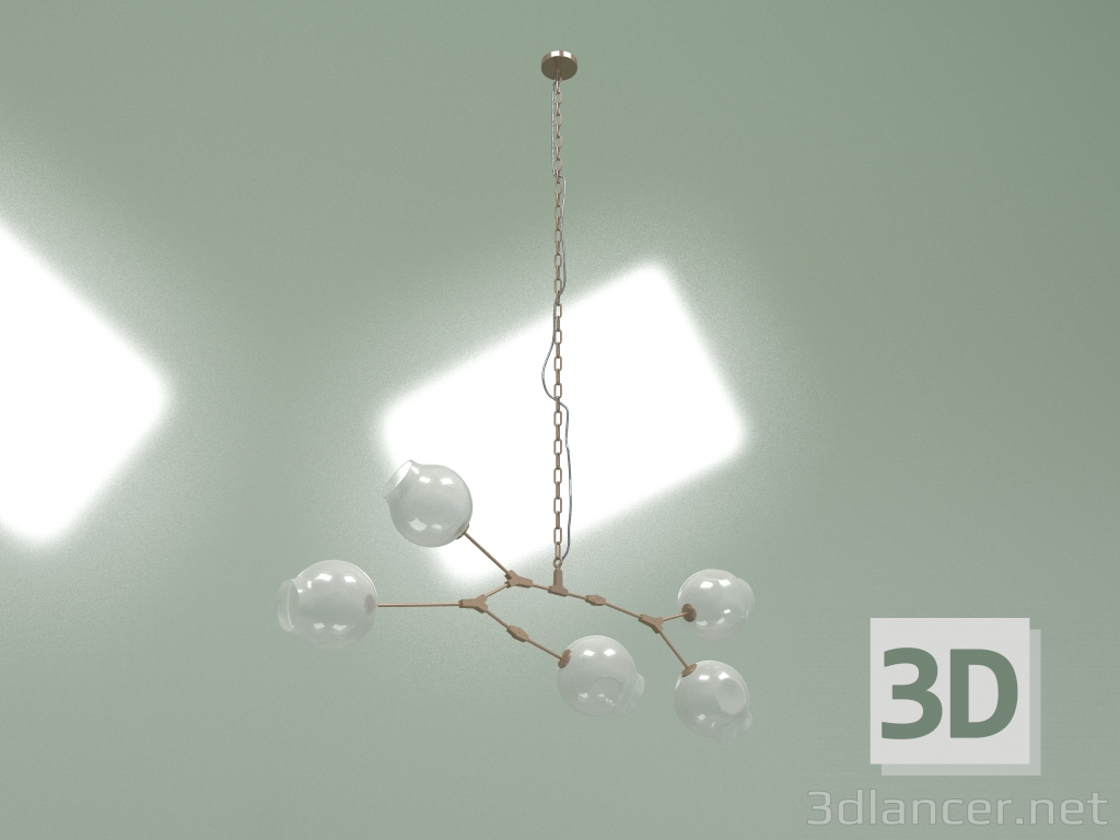3 डी मॉडल पेंडेंट लैम्प ब्रांचिंग बबल्स समर 5 लाइट्स हाइट 90 (सफ़ेद, पीतल) - पूर्वावलोकन