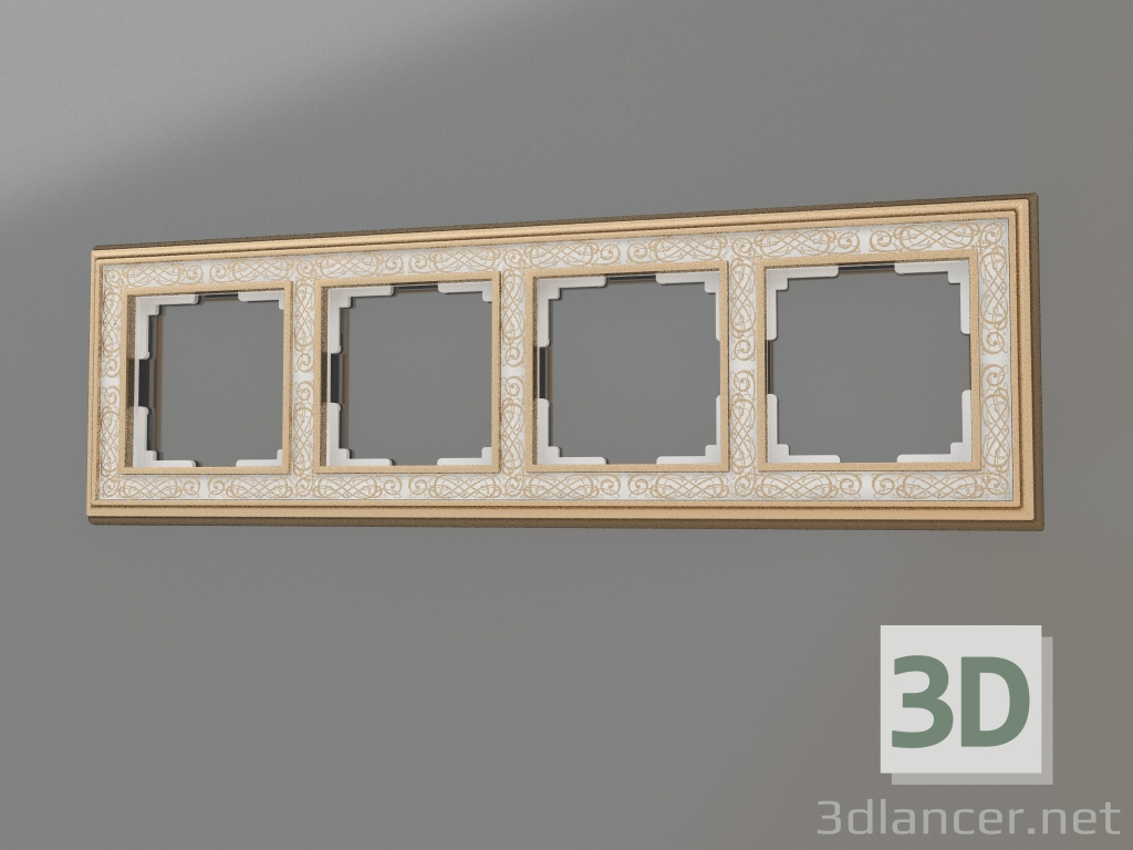 Modelo 3d Moldura para 4 postes Palacio Gracia (ouro-branco) - preview