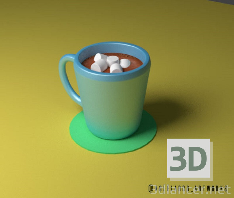 3d model Chocolate Drink with marshmallows - preview