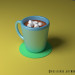 Modelo 3d Bebida de chocolate com marshmallows - preview