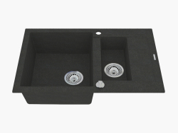 1.5-bowl sink with a short drain - Rapido graphite metal (ZQK G513)