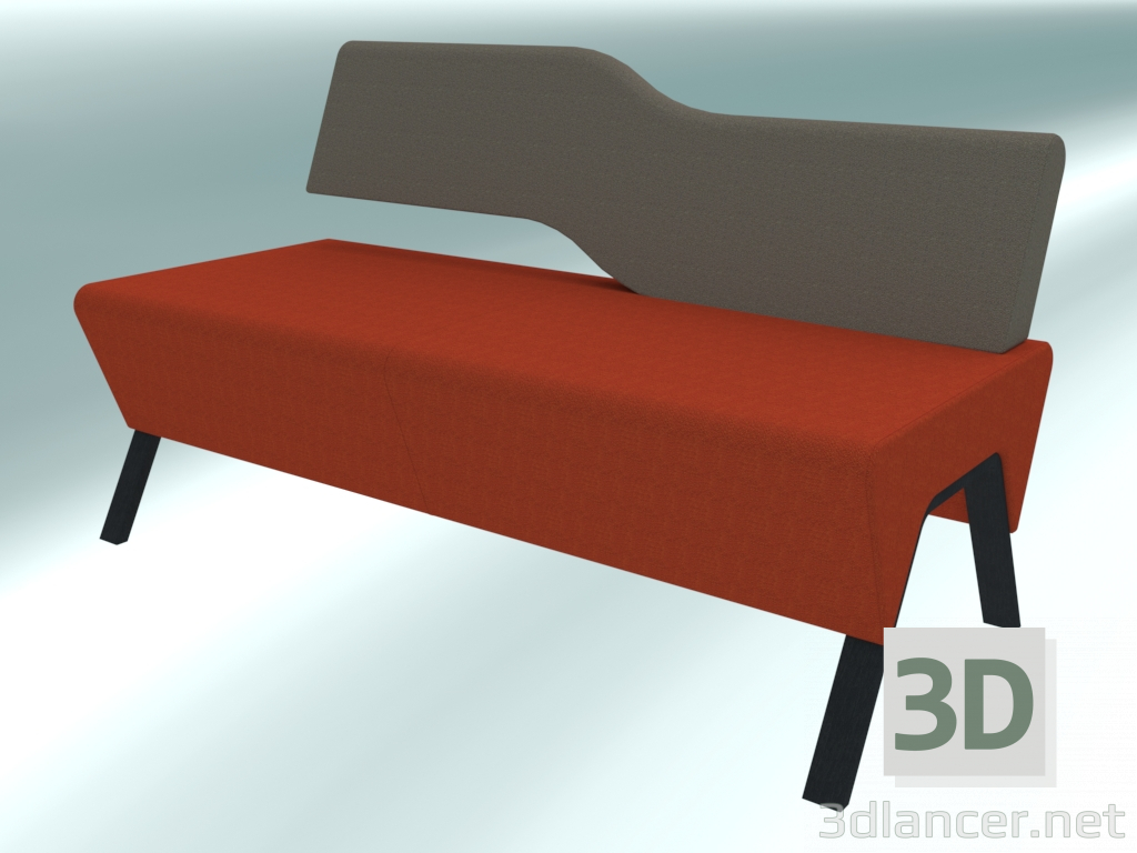 3d model The bench is double, the back is fixed on the left side (2L wood) - preview