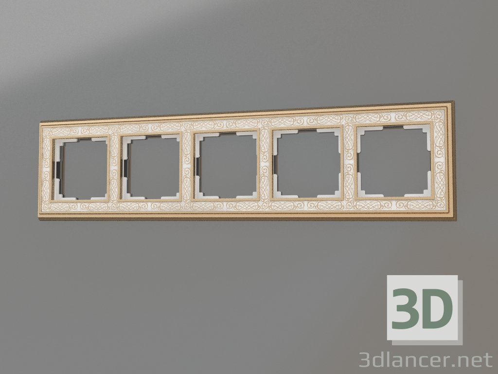 Modelo 3d Moldura para 5 postes Palacio Gracia (ouro-branco) - preview