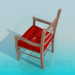 modèle 3D Chaise en bois avec assise rembourrée - preview