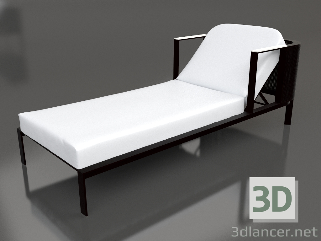 modello 3D Chaise longue con poggiatesta rialzato (Nero) - anteprima