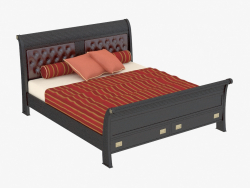 Ліжко двоспальне зі шкіряною вставкою