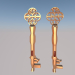 3d Golden Encrusted Key model buy - render