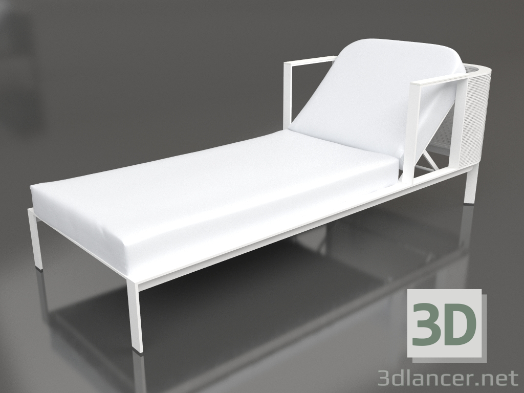 3D modeli Yükseltilmiş baş dayanaklı uzanma koltuğu (Beyaz) - önizleme