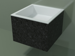 Wall-mounted washbasin (02R122301, Nero Assoluto M03, L 48, P 48, H 36 cm)