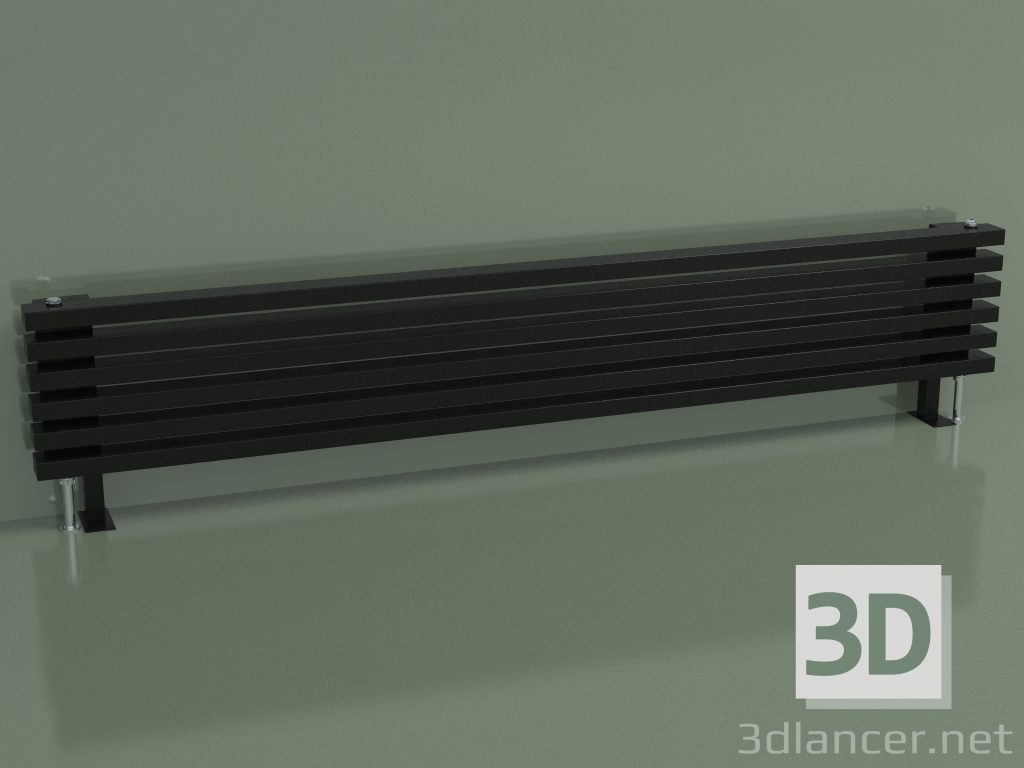 3d model Radiador horizontal RETTA (6 secciones 1800 mm 60x30, negro brillante) - vista previa