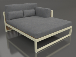 Sofá modular XL, secção 2 direita, encosto alto, madeira artificial (Ouro)