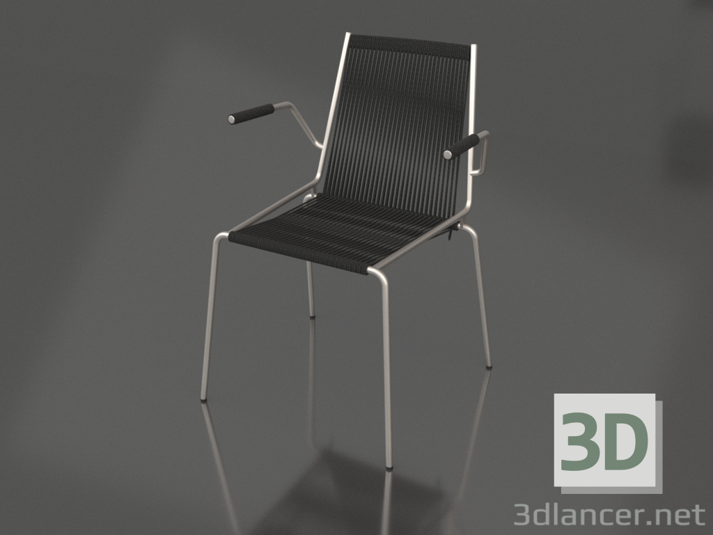 modello 3D Sedia con braccioli Noel (base in acciaio, Black Flag Halyard) - anteprima