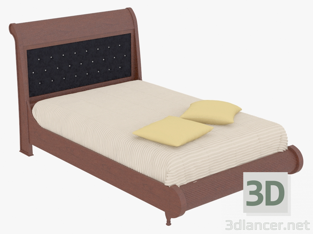 3D modeli Bir başlıkta cildin bir ucuyla çift kişilik yatak - önizleme