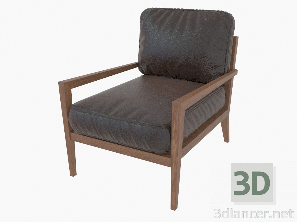 3d model Chair Kyrie Modern Classic Brown Leather Angular Armchair - preview