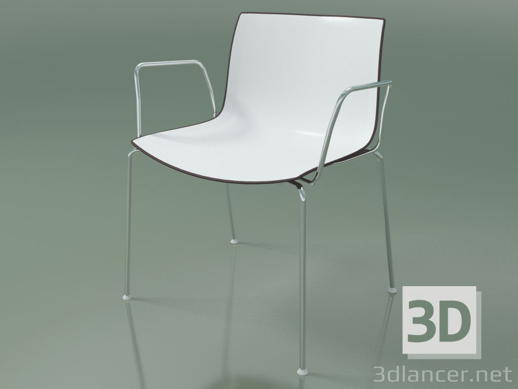modèle 3D Chaise 0201 (4 pieds, avec accoudoirs, polypropylène bicolore) - preview