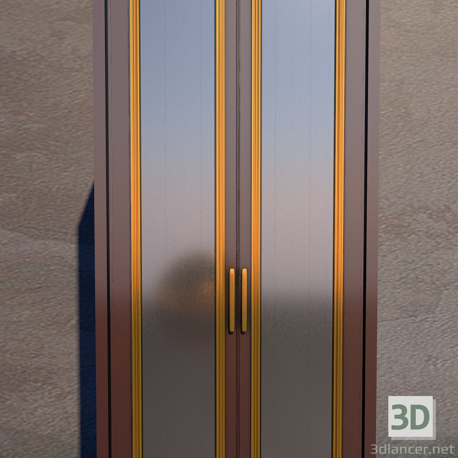 3d Wardrobe with two mirrors model buy - render