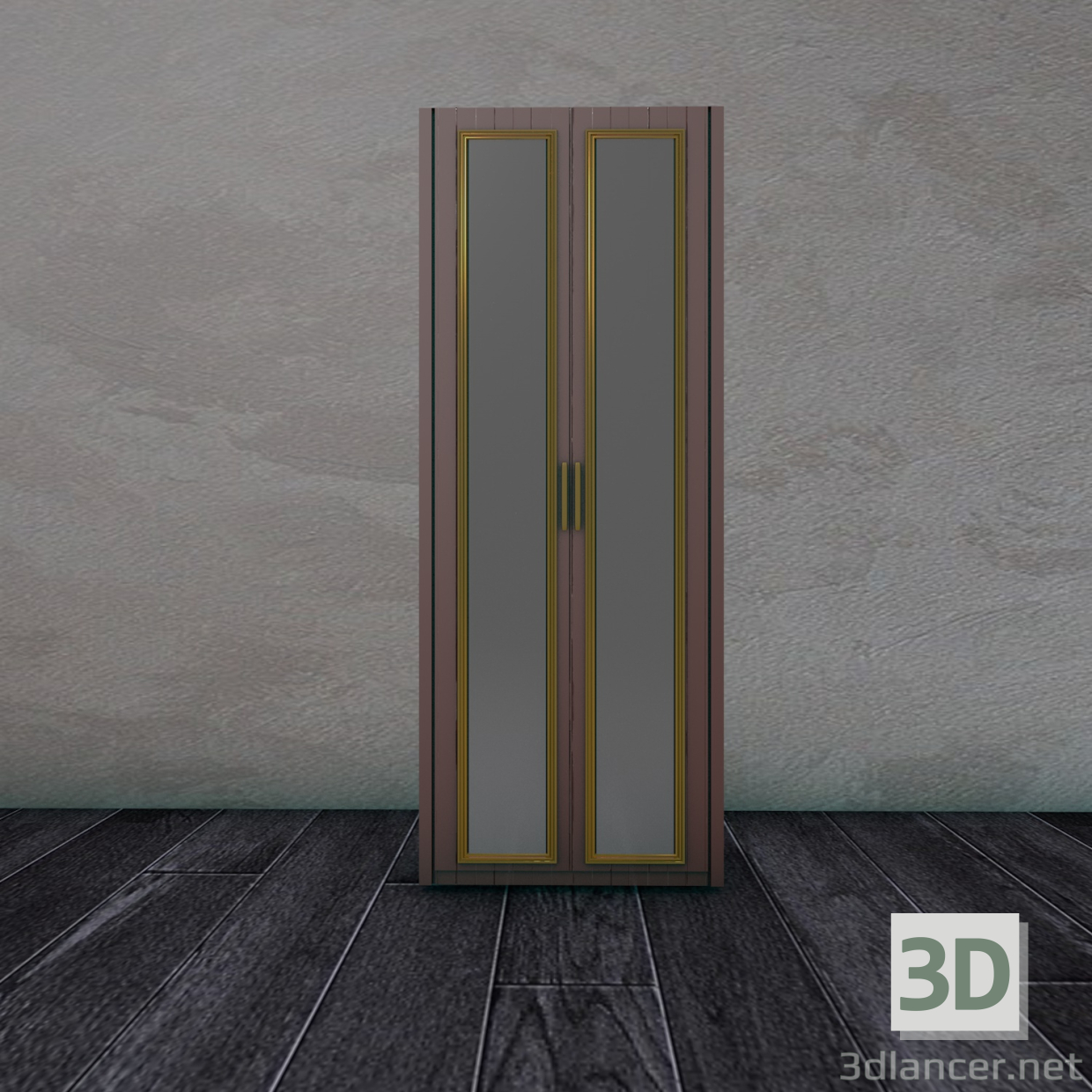 3d Wardrobe with two mirrors model buy - render