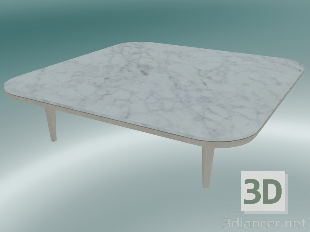 modello 3D Tavolino Fly (SC11, 120x120 N 32cm, base in rovere oliato bianco con piano in marmo bianco Carrara l - anteprima