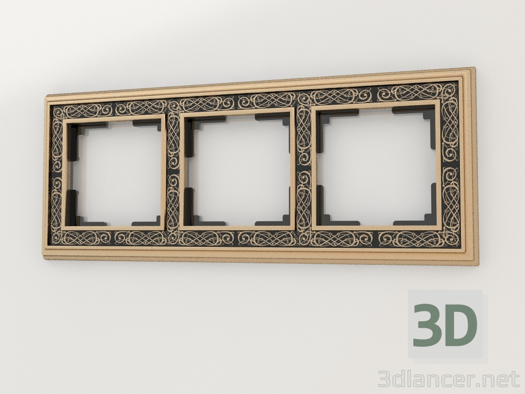 3D Modell Rahmen für 3 Pfosten Palacio Gracia (gold-schwarz) - Vorschau