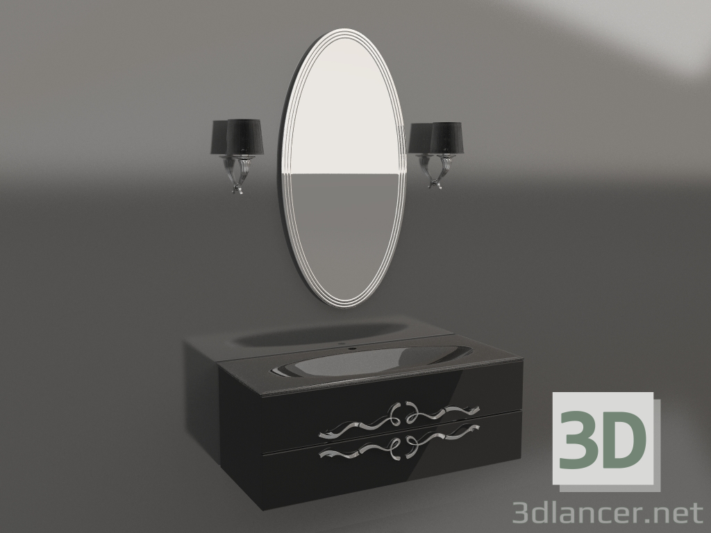 3d model Cabinet with a mirror for the bathroom (Due.01.12+4x1000x600) - preview