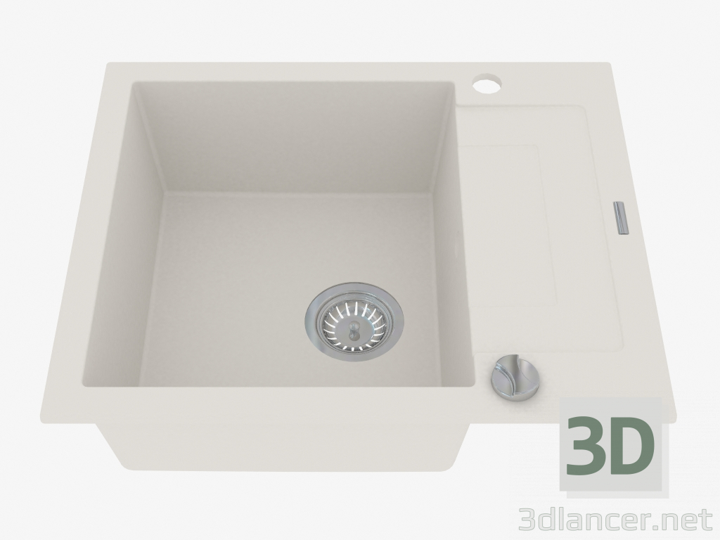 modello 3D Lavello, 1 vasca con un'ala per l'asciugatura - alabastro Rapido (ZQK A11A) - anteprima