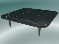 Tavolino Fly (SC11, 120x120 N 32cm, base in rovere oliato fumé con piano in marmo nero Marquina levi