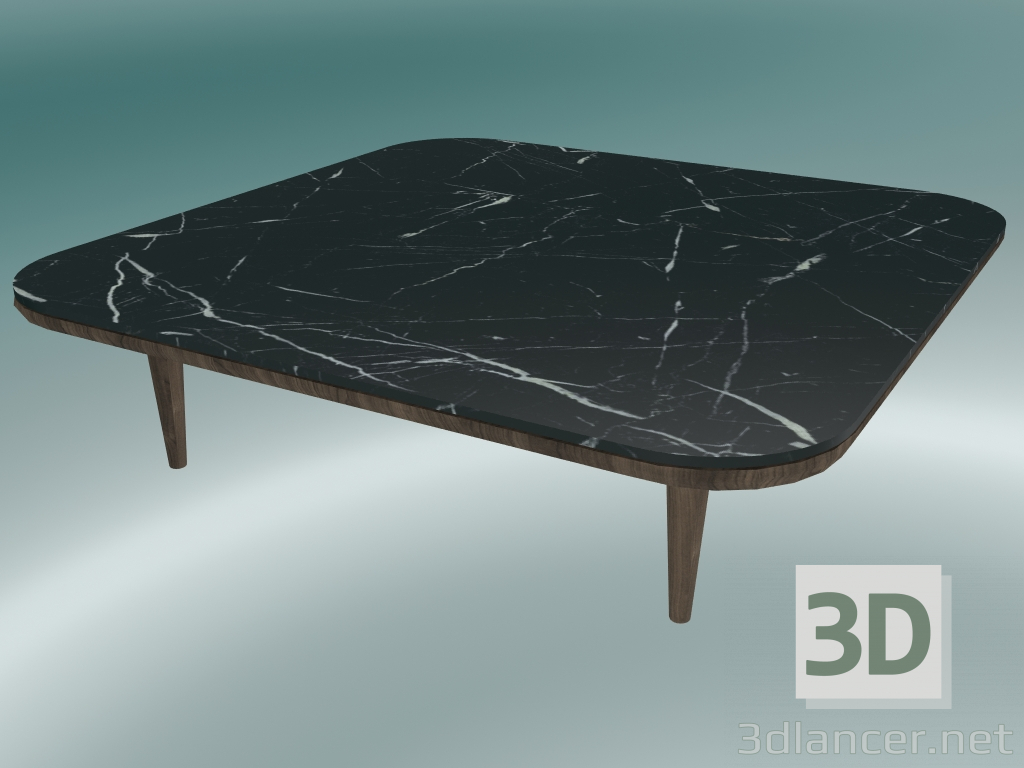 modello 3D Tavolino Fly (SC11, 120x120 N 32cm, base in rovere oliato fumé con piano in marmo nero Marquina levi - anteprima