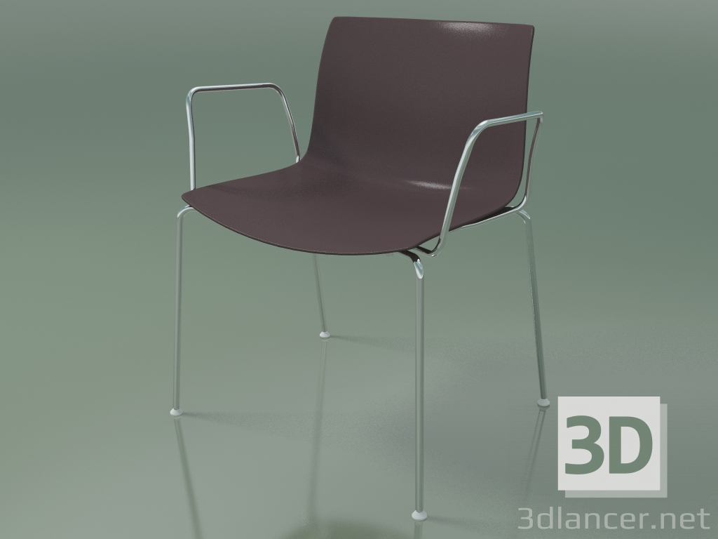 3d model Chair 0201 (4 legs, with armrests, polypropylene PO00404) - preview