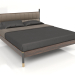 modello 3D Letto con doghe, finitura impiallacciato ebano, laccato opaco nero, ottone, ecopelle PU63 (188,6x213 - anteprima