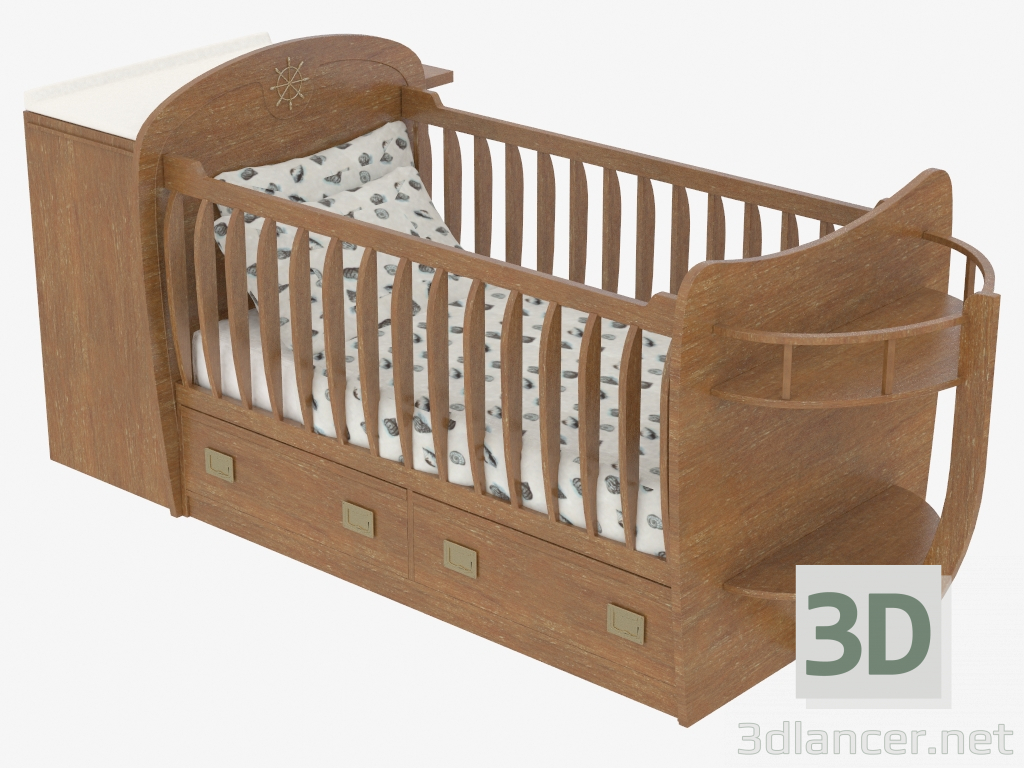 3d model Children's bed in the form of a ship - preview