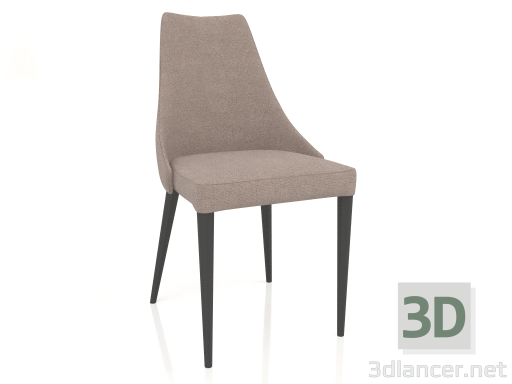 modello 3D Sedia, finitura laccata nera opaca, tessuto 82 (50x58x92 cm) - anteprima