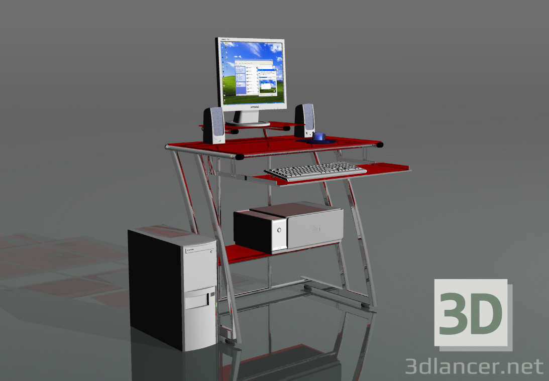 modèle 3D Bureau d'ordinateur - preview
