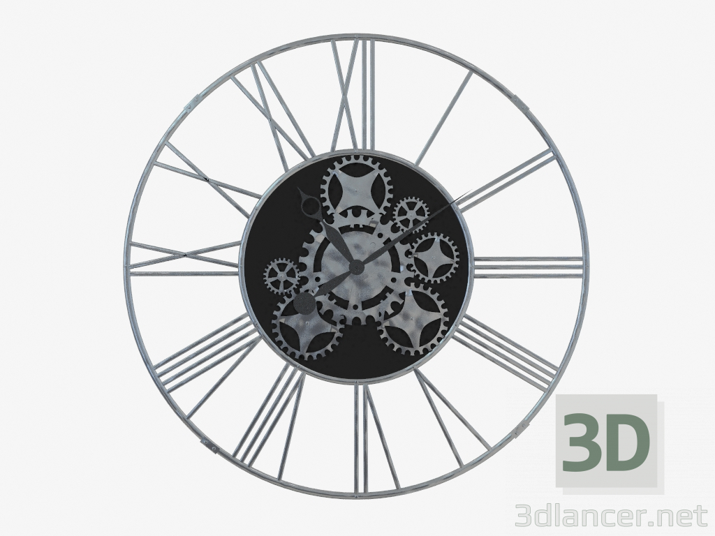 modèle 3D Horloge avec mur d'engrenages (d 120cm) - preview