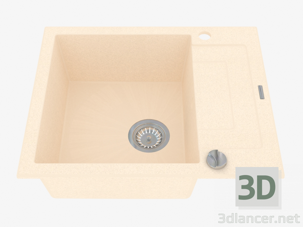 modello 3D Lavello, 1 vasca con un'ala per asciugatura - sabbioso Rapido (ZQK 711A) - anteprima