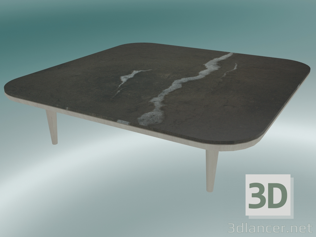 modèle 3D Table basse Fly (SC11, 120x120 N 32cm, piètement en chêne huilé blanc et plateau en marbre poli Piet - preview