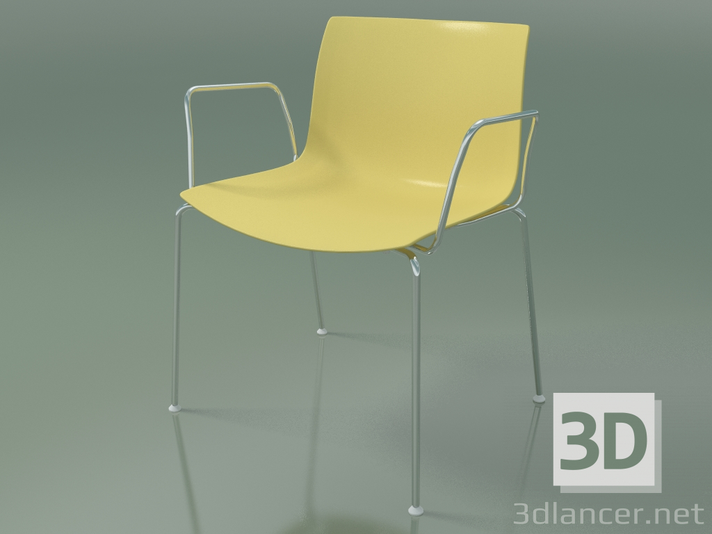 3 डी मॉडल कुर्सी 0201 (4 पैर, आर्मरेस्ट, पॉलीप्रोपाइलीन PO00415 के साथ) - पूर्वावलोकन