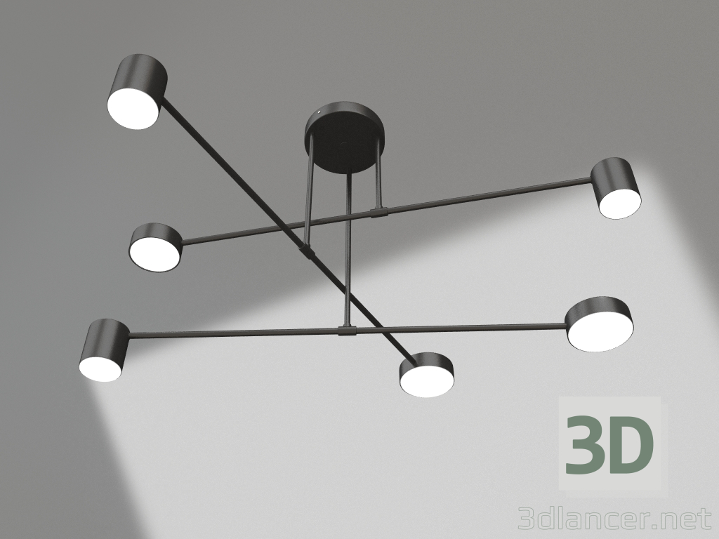 modello 3D Lampadario Mekli nero (07649-6A,19) - anteprima