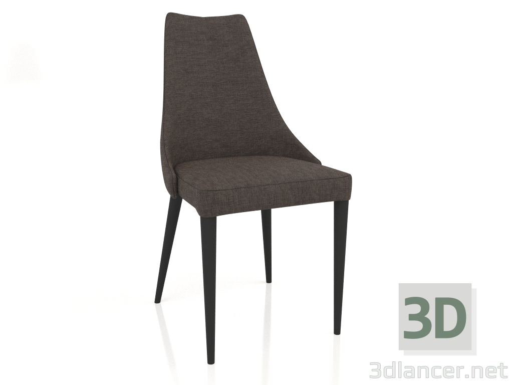 modèle 3D Chaise, finition laquée noire mate, tissu 111 (50x58x92 cm) - preview