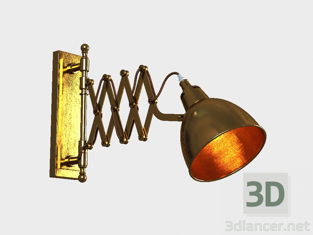 modello 3D Parete applique industriale SCISSOR SCONCE (SN012-1-BRS) - anteprima