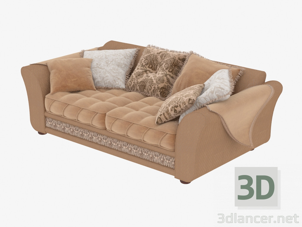 3D Modell Doppel-Sofa gerade - Vorschau