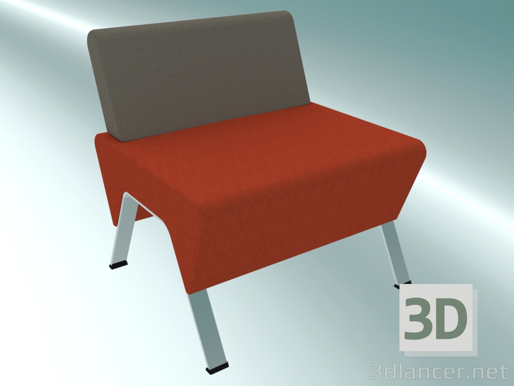 modello 3D Panchina singola con schienale basso (11) - anteprima