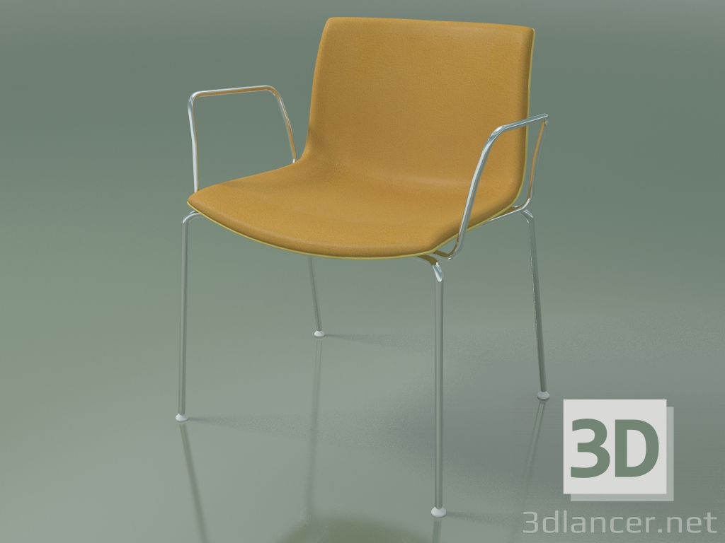 modello 3D Sedia 2040 (4 gambe, con braccioli, con rivestimento frontale, polipropilene PO00415) - anteprima