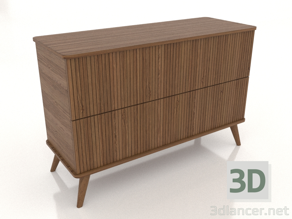 3d model Chest of drawers 3 1200x400x800 mm (light walnut) - preview