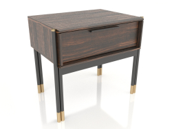 Comodino, impiallacciato in ebano, laccato nero opaco, ottone (55x39,5x48 cm)