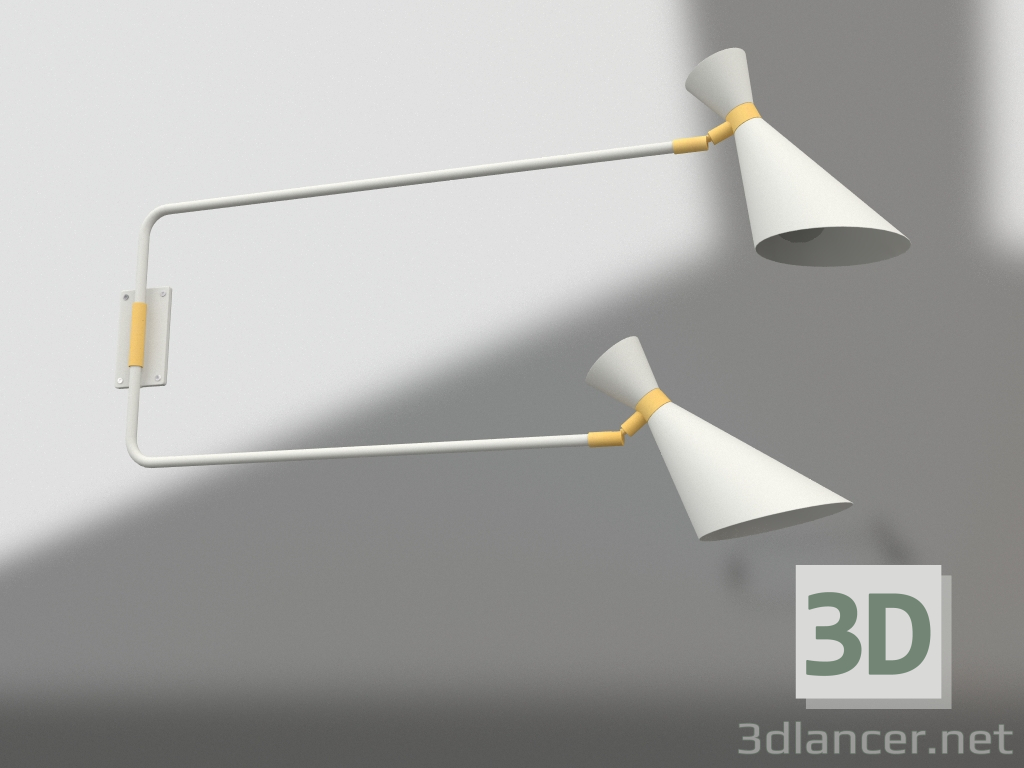 3D Modell Doppelte Wandleuchte Shady (Grau) - Vorschau