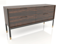 दराजों वाली अलमारी, आबनूस लिबास फिनिश, काला मैट लैकर, पीतल (149.2x45x75 सेमी)