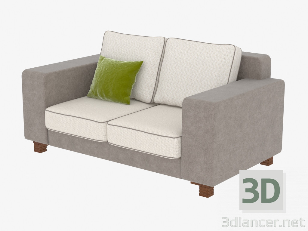 3D modeli Düz çift kanepe - önizleme
