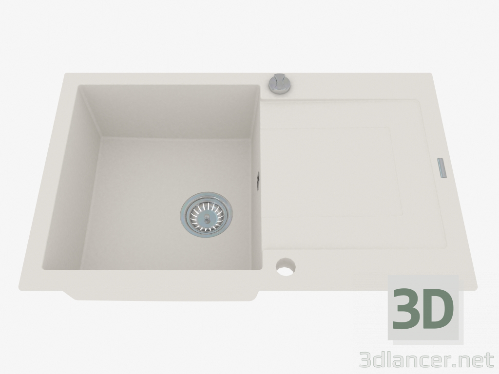 modello 3D Lavello, 1 vasca con un'ala per l'asciugatura - alabastro Rapido (ZQK A113) - anteprima
