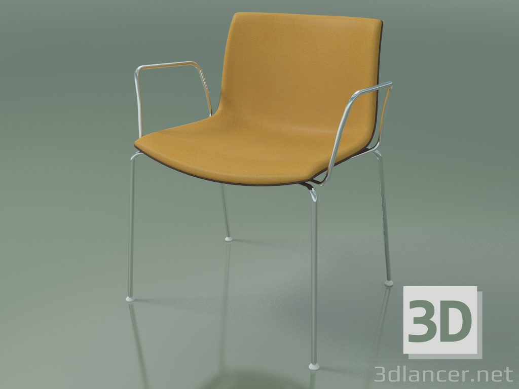 modello 3D Sedia 2040 (4 gambe, con braccioli, con rivestimento frontale, polipropilene PO00404) - anteprima